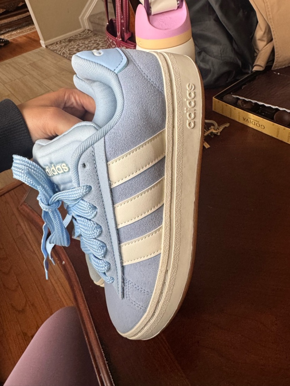 adidas Light Blue Suede Low-Top Sneakers - Picture 2 of 3